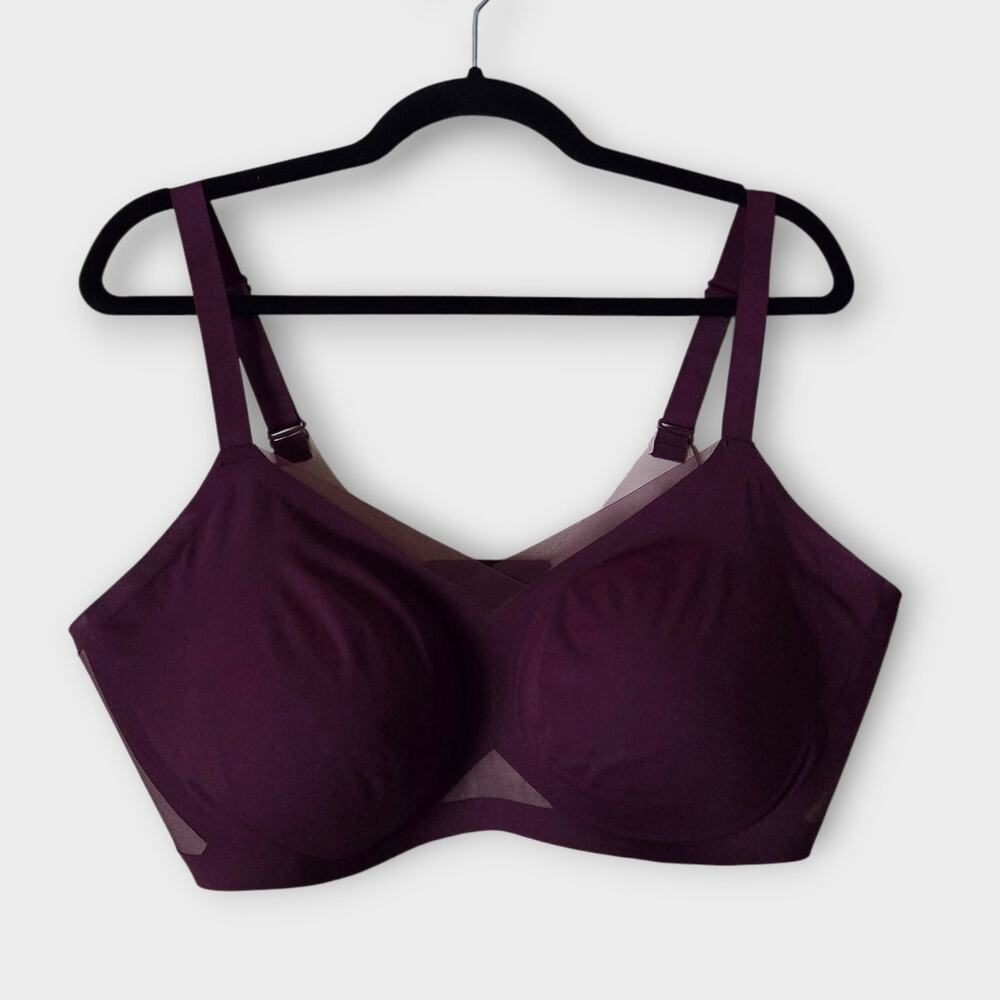 Honeylove Womens CrossOver Wireless Bra Fig 2X 42C/D Purple Stretch Life Support